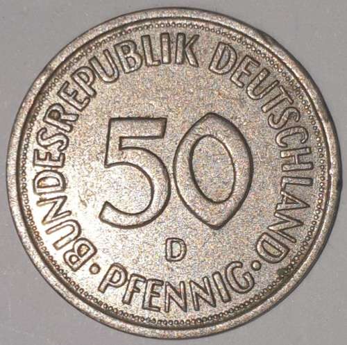 1978 D - 50 PFENNIG - GERMANY - FEDERAL REPUBLIC (Copper-Nickel) KM#109.2